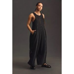 Anthropologie Daily Practice Horizon Wide-Leg Knit Jumpsuit 3x black onyx